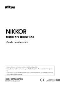 Notice NIKON NIKKOR Z 70-180MM F/2.8 Objectif photo