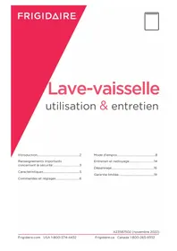 Notice FRIGIDAIRE FDPH4316AW Lave-vaisselle