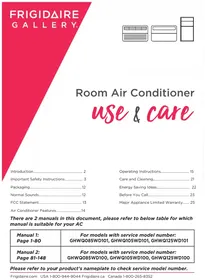 Notice FRIGIDAIRE GHWQ125WD1 Climatisation