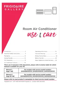 Notice FRIGIDAIRE GHWQ085WD1 Climatisation