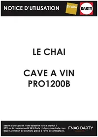 Notice LE CHAI PRO1200B Cave à vin