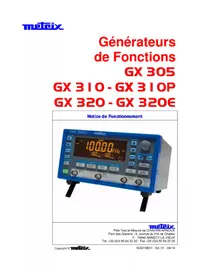 Notice METRIX GX305 Générateur