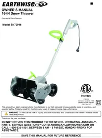 Notice Earthwise SN70016 Souffleur à neige