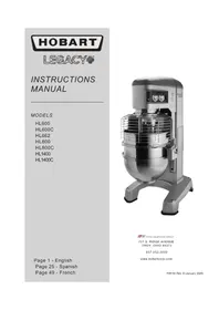 Notice Hobart HL800 Procesador de alimentos