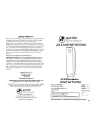 Notice Guardian CDAP4500 Purificateur d'air