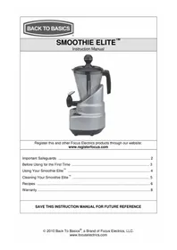 Notice Back to Basics SMOOTHIE ELITE Licuadora