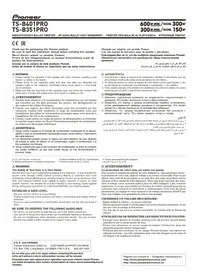 Notice PIONEER TS-B351PRO Enceinte