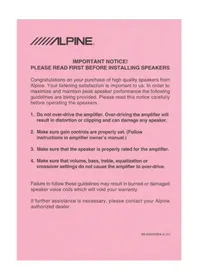 Notice ALPINE SPV-10TW Haut-parleur