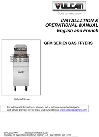 Notice Vulcan GR85 Friteuse