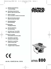 Notice Alpha Tools ATKS 800 Testere