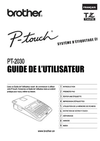 Notice BROTHER P-TOUCH PT-2030AD Imprimante d'étiquettes