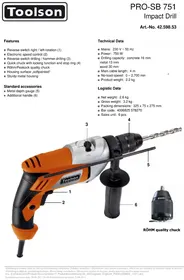 Notice Toolson PRO-SB 751 Perceuse