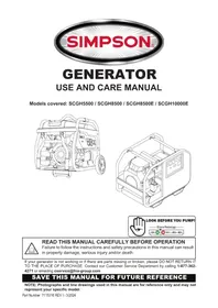 Notice Simpson SCGH8500 Generator
