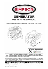 Notice Simpson SCGH8500E Generator