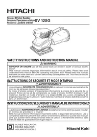 Notice HITACHI SV12SG Sander