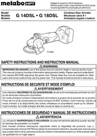 Notice METABO G18DSL Grinder