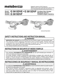 Notice METABO G3612DVE Grinder