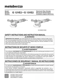 Notice METABO G13VE2 Broyeur