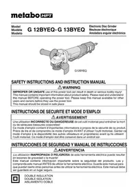 Notice METABO G13BYEQ Broyeur
