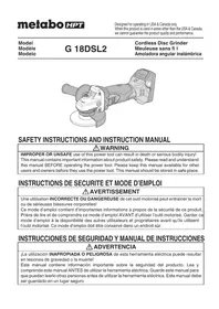 Notice METABO G18DSL2 Broyeur
