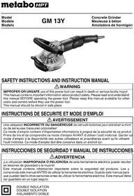 Notice METABO GM13Y Broyeur