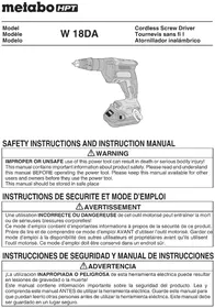 Notice METABO W18DA Drill