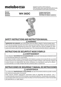 Notice METABO WH36DC Drill