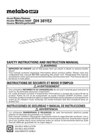 Notice METABO DH 38YE2 Drill