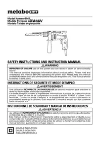Notice METABO DV16V Drill