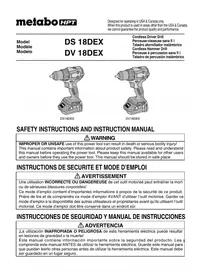Notice METABO DV18DEX Drill