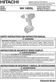 Notice HITACHI WH18DGL Perceuse