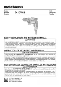 Notice METABO D 10VH2 Drill