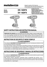 Notice METABO DS18DFX Drill