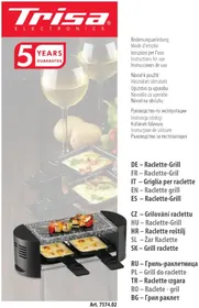 Notice TRISA RACLETTINO 7574.02 Płyta do grilla