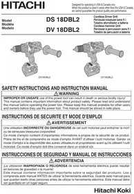 Notice HITACHI DS18DBL2 Perceuse