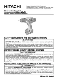 Notice HITACHI DS18DGL Perceuse