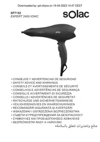 Notice SOLAC EXPERT 2400 IONIC SP7152 Sèche cheveux
