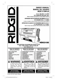 Notice RIDGID HD03180 Aspiradora