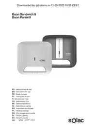 Notice SOLAC BUON SANDWICH II SD5054 Pince pour croque monsieur