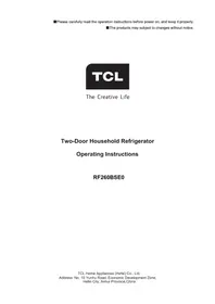 Notice TCL RF260BSE0 Réfrigérateur