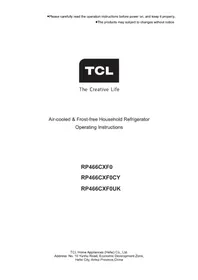 Notice TCL RP466CXF0UK Réfrigérateur