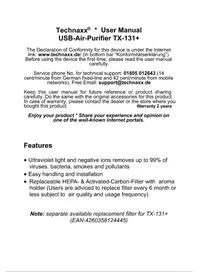 Notice TECHNAXX TX-131+ Purificateur d'air