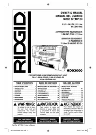 Notice RIDGID HD03000 Aspiradora