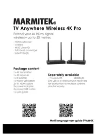 Notice MARMITEK TV ANYWHERE WIRELESS 4K PRO Extension audio/video