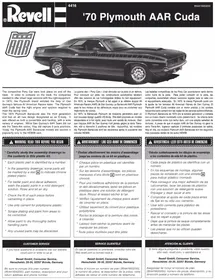 Notice Revell '70 PLYMOUTH AAR CUDA Maquettisme