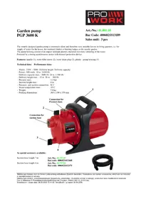 Notice Prowork PGP 3600K Pompe à eau
