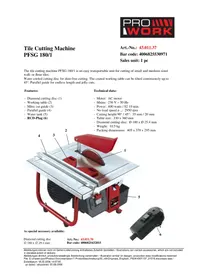 Notice Prowork PFSG 180/1 Trancheuse