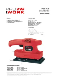 Notice Prowork PSS 135 Ponceuse