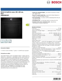 Notice BOSCH HBG936CB1 Four encastrable