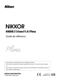 Notice NIKON NIKKOR Z 135MM F/1.8 S PLENA Objectif photo